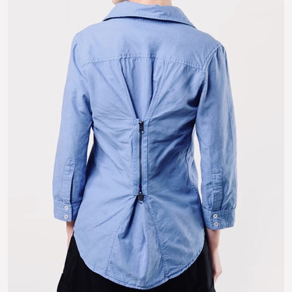 Elizabeth and James Tops - Elizabeth and James Chambray Zip Back Button Up